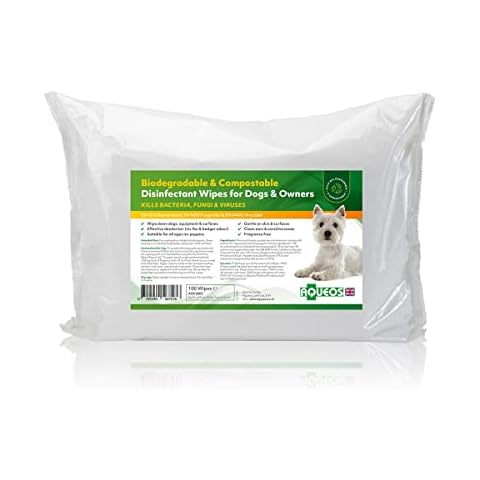Aqueos Bio-degradable & Compostable Disinfectant Dog Wipes | Antibacterial, Antiviral, Antifungal | Dogs Coat | Collars & Leads | Ears, Face & Paws | No fragrance | Sensitive Dogs | Pack of 35 Wipes Cover