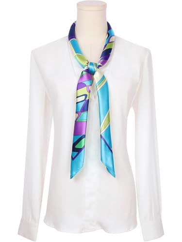 Women Geometric Printed Satin Large Square Scarves, 35"x35" Silky Neck Scarf Neckerchief Head Wrap Bandanas2