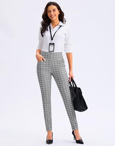 Womens Stretch Dress Pants for Work with 5 Pockets grey chequer 29 XS — view 2