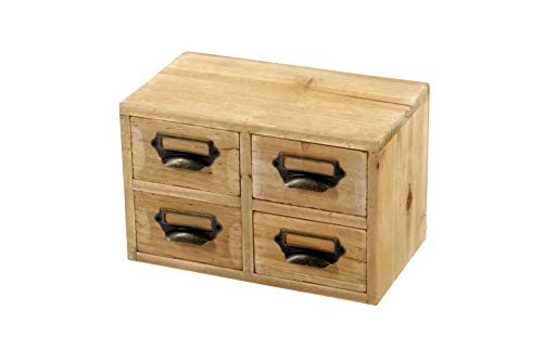 Petit meuble 4 tiroirs de rangement en bois rustique compact - 2