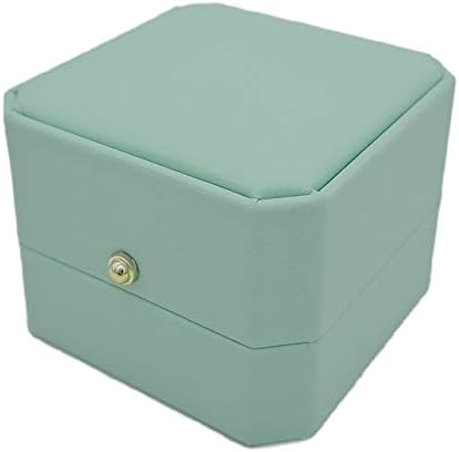 Generic Best Balmy Premium Leather Ring Jewelry Storage Box Gift Box, Ring Earrings Jewelry Counter Display Props (Mint Blue), 2.8L x 2.8W x 2H image 5