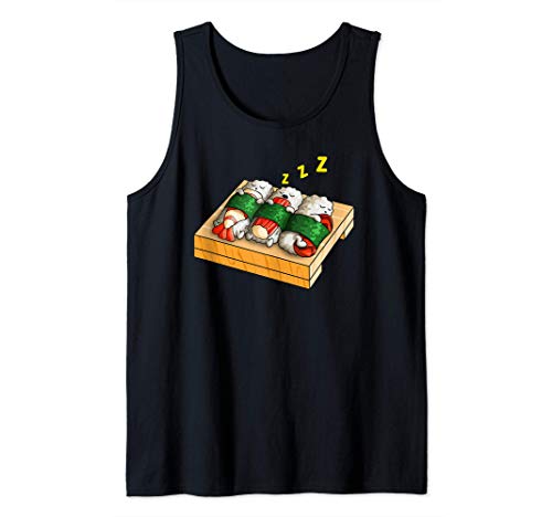 Simpatico sushi sleepy sushi kawaii divertente giapponese canotta