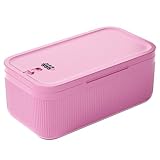 Small Lock Box for Medication Safe, Lockbox for Phone Jail, Medicine Lockable Storage Box with Code for First Aid Kits, Locked Food/Snackle Box Container for Home/Fridge/Office (Pink)