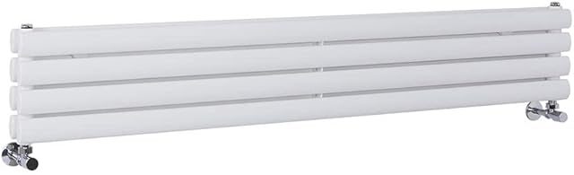 Milano Aruba - Modern White Horizontal Double Panel Oval Column Radiator - 236mm x 1400mm