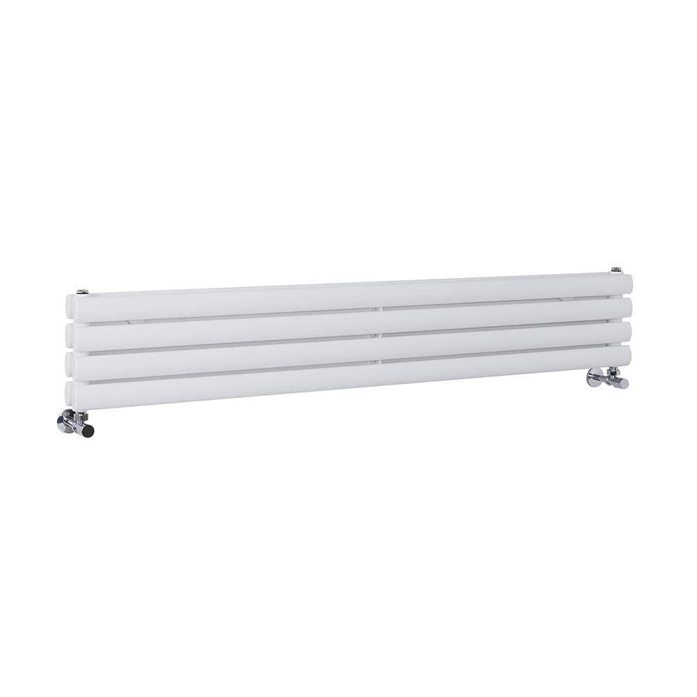 Milano Aruba White Horizontal Double Oval Panel Radiator - 236mm x 1400mm