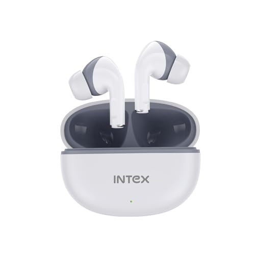 Image of Intex Buds AERO TWS Bluetooth Earbuds with AI ENC, Deep Bass, 13mm Driver, Type-C Fast Charging, 32H Playtime, Low Latency, Touch Control, Voice Assistant, Wireless Earphones (White)
