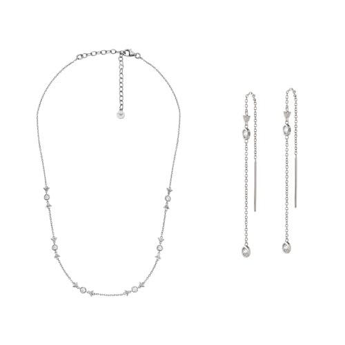 EMPORIO ARMANI Women's Silver-Tone Sterling Silver Necklace and Earrings, Set