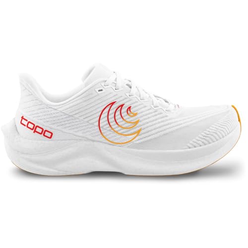 Top 10 Picks for the Best Shoe for Half Marathon Runners 11 Topo Athletic Women's Cyclone 3 Lightweight Comfortable 5MM Drop Road Running Shoes, Athletic Shoes for Road Running, White/Sunset, Size 10.5