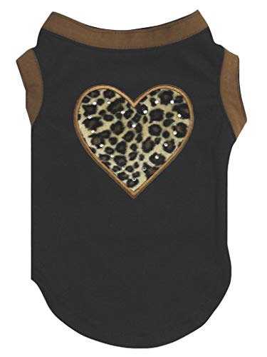 Petitebella Leopard Heart Puppy Dog Shirt (Black, Medium) #TOP23