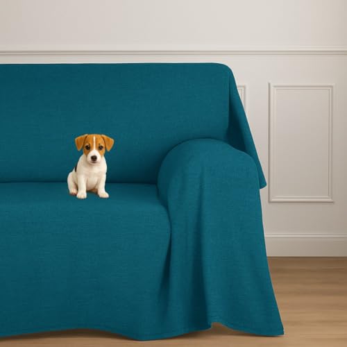 Farè - Telo Salva Divano - Copridivano IMPERMEABILE in tessuto arredo Antimacchia ideale per cani, gatti e bambini - Made in Italy | 200 x 270 cm | ARMOR blu