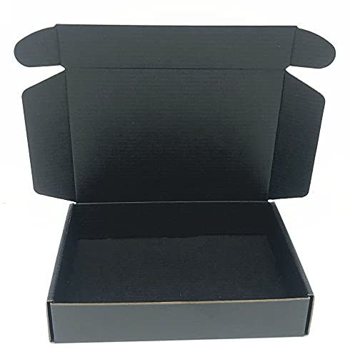 Black Cardboard Shipping Box Mailers 8 x 5.5 x 1.6 Inch Corrugated Packaging Storage Boxes 25 Pack (Inside Size: 7.4 x 5.3 x 1.4)