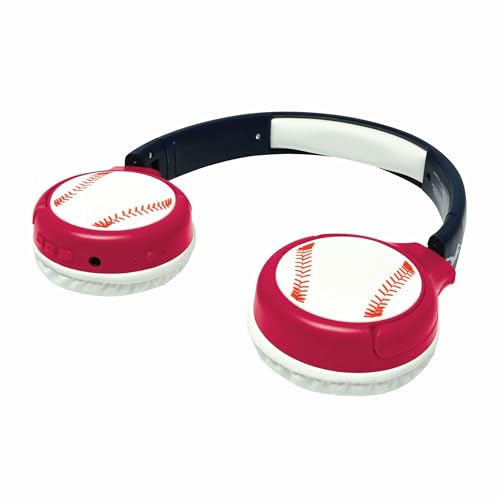 Image of LEXiBOOK, Baseball, 2-in-1 Bluetooth & Wired Headphones with Microphone and Control Buttons, Foldable and Adjustable, Long-Lasting Rechargeable Battery, HPBT010BL