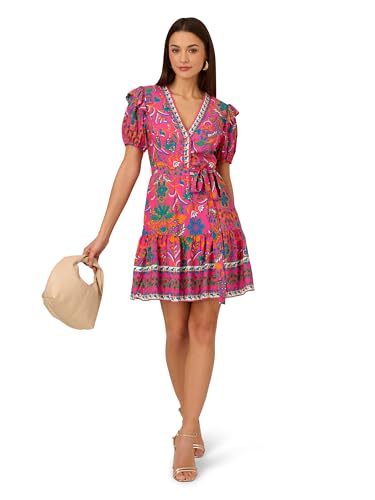 Image of Adrianna Papell Printed Short Flounce Dress