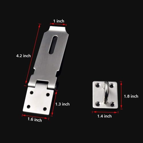 Image of Padlock Hasp 4.2 Inch Safety Door Bolt Gate Latches Padlock Hasp Stainless Steel Brushed Finish Door Buckle Clasp, 4Pack