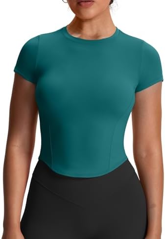 Aoxjox Women's Short Sleeve T-Shirts GEO Baby Tee Workout Gym Yog...