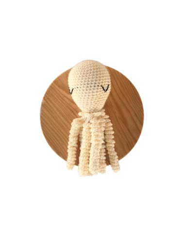 PULPO SONAJERO GANCHILLO CROCHET AMIGURUMI PARA RECIÉN NACIDOS CREMA CRUDO