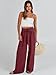 Caracilia Women Wide Leg Palazzo Pants Summer High Waist Flowy Casual Trousers Loose Lounge Beach Travel Vacation Clothes Rust Red Large