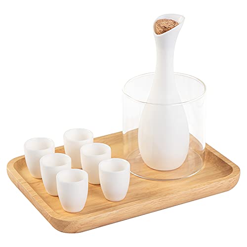 Ceramic Sake Set,Sake Set 9 Piece Set Ceramic Sake Cup Set Non Slip Tasteless, Easy to Use, Easy to Clean Suitable for Cultural Lover, Traditional Craft