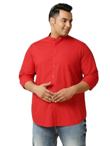 Image of Thomas Scott Mens | Full Sleeve | Solid Plain Color | Regular Fit | Plus Size | 100% Cotton | Mandarin Collar | Casual | Shirt