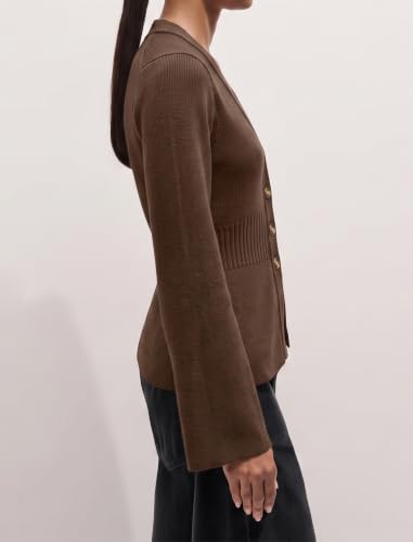 Image of ZAFUL Women's V Neck Button Down Ribbed Sweater Cardigan