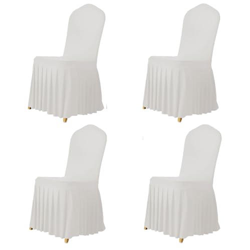 ZoyyJoolye Spandex Chair Cover 4 Pack, Cream White Universal Washable