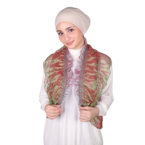 MuLanLegend | Handmade Instant Infinity Organza Scarf | Lightweight Antique Head Wrap | Multi-functional2