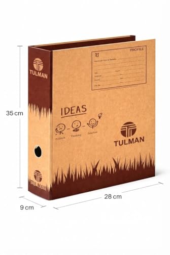 Image of TULMAN Lever Arch Binder Box File Folder for A4 & Legal Size Documents & Certificate Holder - 35 x 9 x 28 CM - Khakhi Box File (Pack of 2)