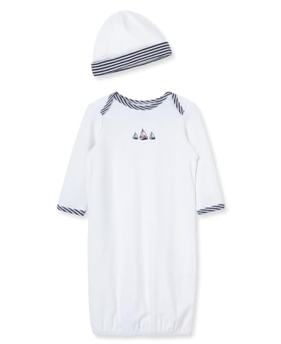 Image of Little Me Clothes for Baby Boys' 2-Piece Nightgown and Cap Set 100% Cotton with Elastic Bottom, Baby Essentials