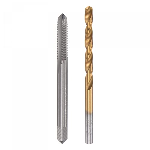 uxcell m5 x 08 straight flute thread tap and 42mm twist drill bit set metric titanium plated 6542 high speed steel machine screw thread tap threading drilling tool