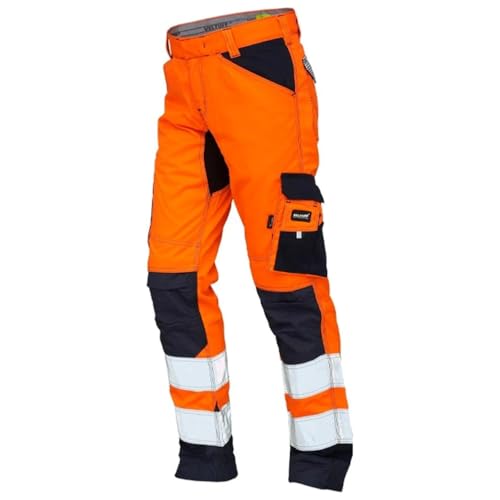 VELTUFF Reflex Hi-Vis Trousers (UK Waist 36 Regular Regular Orange/Navy)