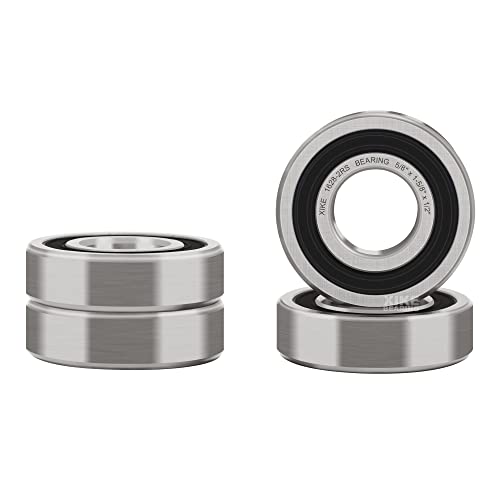 XIKE 4 Pcs 1628-2RS Bearings 5/8" x1-5/8 x1/2", Double Rubber Seals.