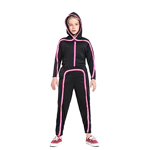 Light Up Stick Figure Costume Kids Led Cosplay Child Boys Girl Pink 56