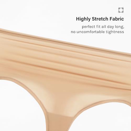 Image of INLYRIC Women's Inbarely Soft Thong - High Waisted Tagless Smooth Stretch Underwear Ultra-soft No Show Panties 3 Pack
