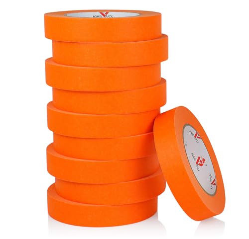 BOMEI PACK Orange Painters Tape 1 Inch - Paint Tape 10 Rolls x 1 Inch x 55 Yards - Painters Tape Orange Masking Tape for Walls Painting DIY Crafting Decoration and School Project Total 550 Yards