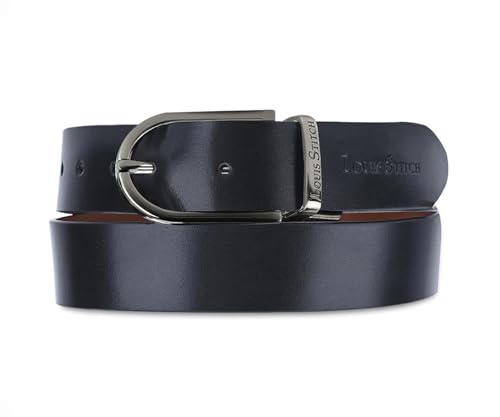 Image of LOUIS STITCH Men's Reversible Italian Leather belt for men 1.25 inch (35mm) Waist Strap Black Brown Belt (BEPLNJ)