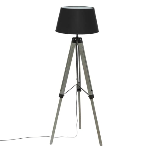 Atmosphera - Lampadaire trépied Runo - bois et noir H145 cm