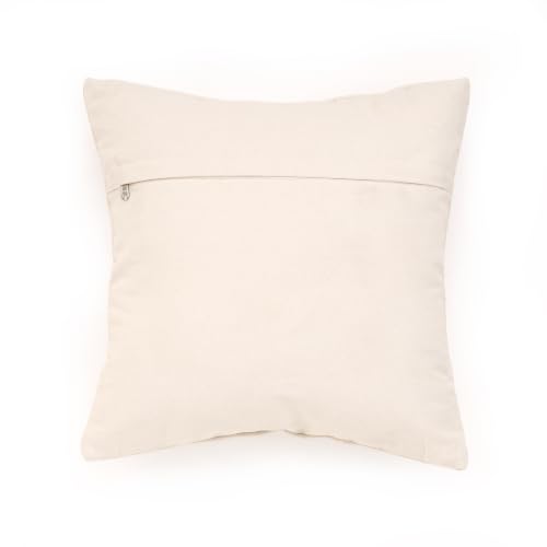 Image of Boho Cushion Covers 16x16 Inch Pack of 1| Handcrafted Woven Tufted Cotton Throw Pillow Covers | Bohemian Decorative Pillow Covers | Beige Cream Textured Pillow Covers (1 Piece)