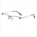 GMRVOA Herren-Brillengestell aus reinem Titan, Anti-Blau-Lichtbrille, optische Sehstärke, klare Brille(Size:+3.0,Color:Schwarz+Gold)
