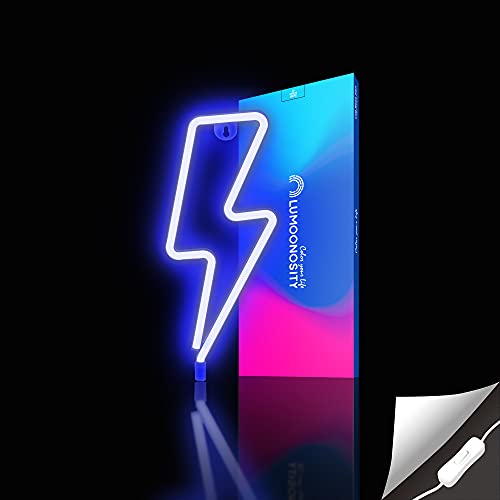 Image of Lumoonosity Lightning Bolt Neon Signs, USB Powered Led Lightning Bolt Light with On /Off Switch, Lightning Neon Sign for Wall Decor, Hanging Led Signs, Neon Lights for Bedroom, Gaming Room Setup