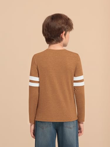 Image of Haloumoning Boys Long Sleeve Shirts Kids Crewneck T Shirts Casual Striped Tops Tees 5-14 Years