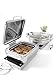 HENDI Warmhalteplatte, Induktion, 11 Stufig mit Drehknopf, 40-100°C, mit elektronischem Überhitzungsschutz, mehrere Töpfe, zum Show Kochen, 230V/800W, 464x361x(H)61mm, Edelstahl, Keramikglas