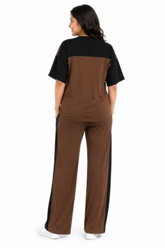 Image of Women's Printed Night Suit Set | Half Sleeve Zip Neck Top & Wide Leg Pyjama | Soft Cotton Blend Two Piece Sleepwear | Relaxed Fit Lounge Wear & Home Wear for Women
