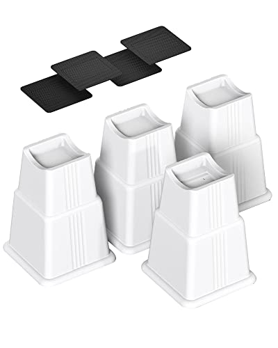 Nachell Adjustable Bed Furniture Risers 8 Pack Bed Lift Risers Elevation In Heights 3, 5 Or 8 Inches Heavy Duty For Caster Wheels Or Posts Of Bed Table Couch, Support Up To 2500 Lbs. (White) #TOP3
