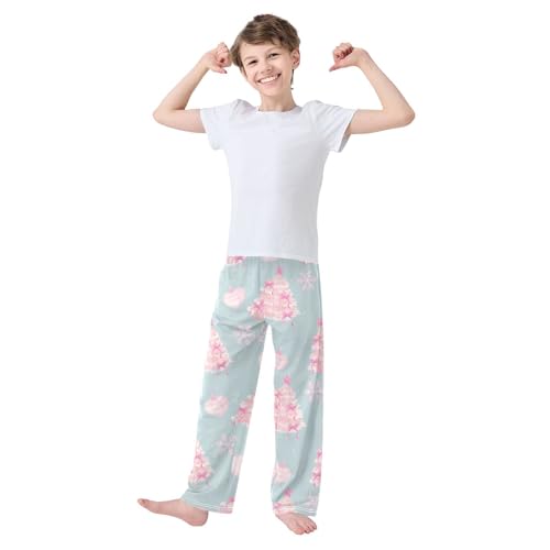 Tree with Bow Boys Pants Boys Athletic Pants Long Pant for Boywith Pockets Wide-Leg Size 6-14Y3