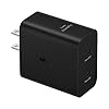 SAMSUNG 50W Duo Power Adapter Wall Charger, 2 Ports, Cable Included, Super Fast Charging 2.0 for Galaxy Phones, Tablets, USB Type C Devices, Low Standby Power Consumption, EP-T5020XBEGUS, Black