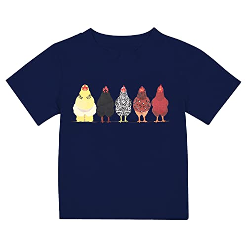 Maskjuwio Camiseta preescolar, linda granja de pollo de algodón y ropa de niña, camiseta de cuello redondo, divertida y casual de manga corta, ropa de anime para mujer, azul, 9-10 años