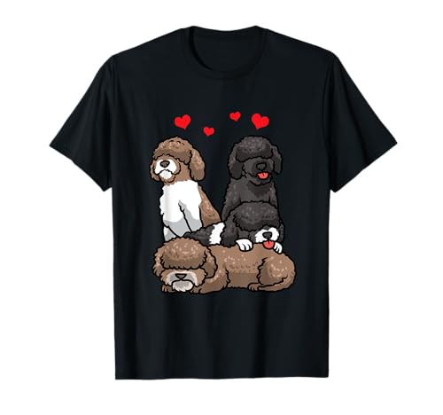 Perro Perro de agua español Con Peluche Y Muchos Corazones Camiseta