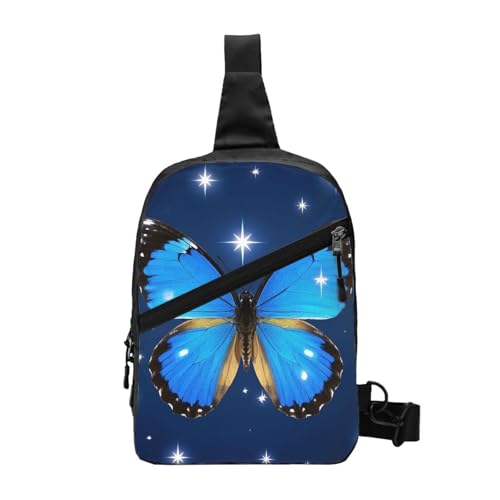 Background with Night Butterflies Print Men's and Women's Foldable Crossbody Bag,Sports Crossbody Bags,and Daily Chest Bags