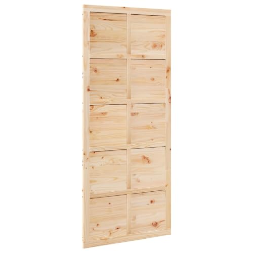 vidaXL Puerta Corrediza Natural 100 x 2,5 x 208 cm, Puerta de Granero rústica de Madera, corredera para Sala, Separador de Espacios y decoración del hogar