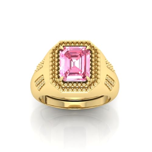 Bague saphir rose de prestige plaqué or 22 carats pour homme et femme